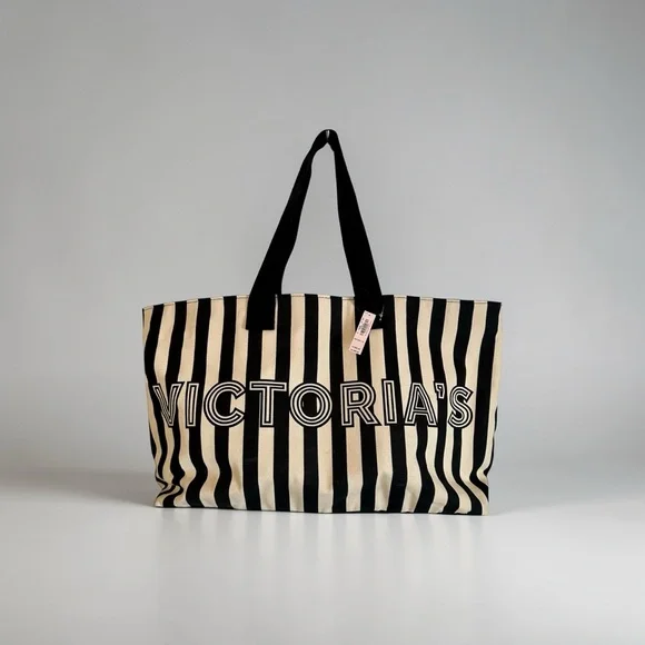 Victoria's Secret Black and White Striped Tote - Picture 2 of 5